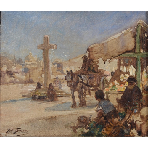 1062 - Arthur Spooner RBA (1873-1962) - A Continental Market, signed, oil on canvas, 30 x 35.5cm... 