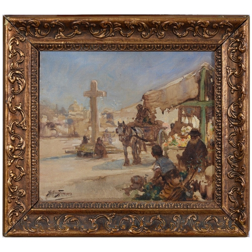 1062 - Arthur Spooner RBA (1873-1962) - A Continental Market, signed, oil on canvas, 30 x 35.5cm... 