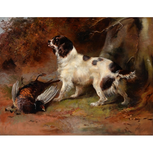 1067 - John Charles Tunnard (1873-1960) - Springer Spaniel and Pheasant, signed and dated 1897, oil on canv... 