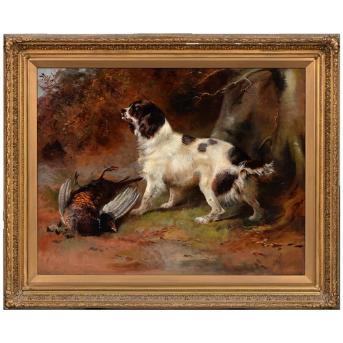 1067 - John Charles Tunnard (1873-1960) - Springer Spaniel and Pheasant, signed and dated 1897, oil on canv... 