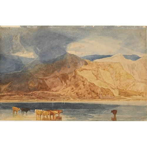 1120 - John Sell Cotman (1782-1842) - Cattle Watering in a Mountain Lake, watercolour on Whatman paper, wat... 