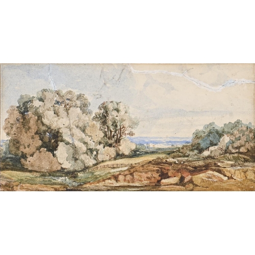 1121 - Attributed to John Joseph Cotman (1814-1878) - Landscape, watercolour, 9.5 x 19cm, unframed &nb... 