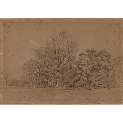 1123 - John Joseph Cotman (1814-1878) - Figures and a Wagon on a Country Lane, inscribed Hall Rd, pencil, 1... 