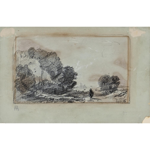 1130 - John Sell Cotman (1782-1842) - Landscape with Windmills, with initials J.S.C. verso, pencil, 7 x 19.... 