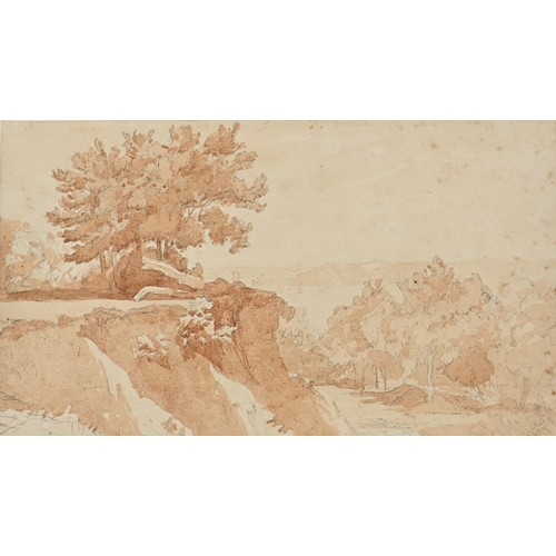 1133 - Attributed to John Sell Cotman (1782-1842) - Lake Scene with Tower, with signature verso, watercolou... 