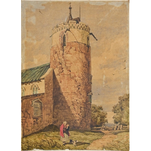 1134 - Miles Edmund Cotman (1810-1858) - The Tower of Stratton St Mary's Church, Norfolk, inscribed verso, ... 