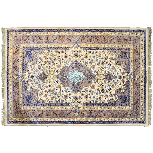 1147 - An Isfahan silk rug, 132 x 220cm