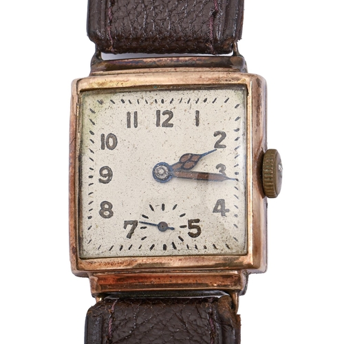 117 - A Trebex 9ct gold rectangular gentleman's wristwatch, 23 x 24mm, Edinburgh 1938