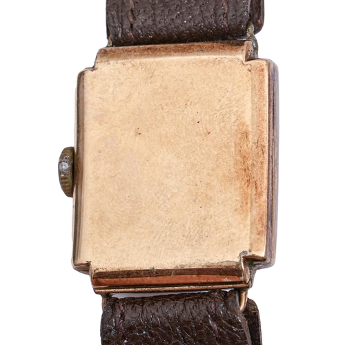 117 - A Trebex 9ct gold rectangular gentleman's wristwatch, 23 x 24mm, Edinburgh 1938