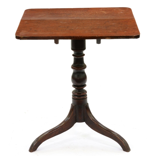 1182 - An oak tripod table, 19th c, 66cm h; 58 x 60cm