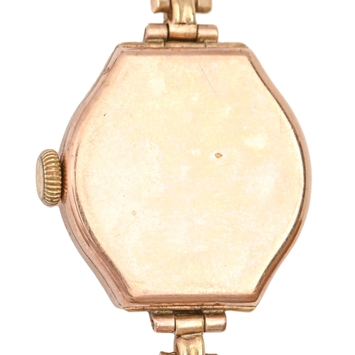 133 - A Talis 9ct gold lady's wristwatch, 22 x 21mm, London 1946, on plated bracelet