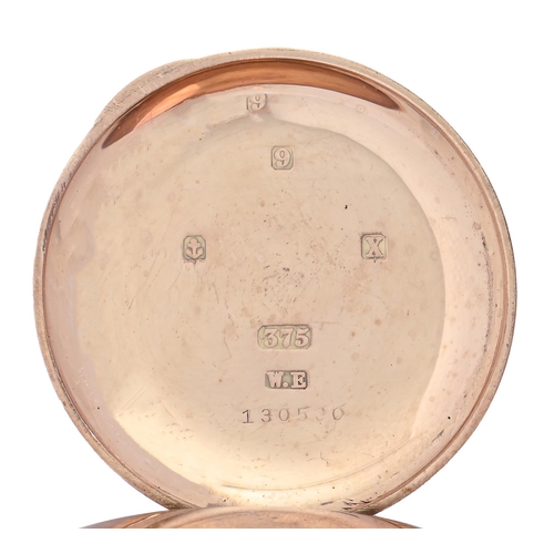 136 - An English 9ct gold keyless lever watch,  in plain case, the back engraved Presented to Mr W L Evans... 