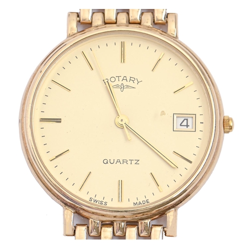 137 - A Rotary 9ct gold gentleman's wristwatch, quartz movement, 33mm diam, on 9ct gold bracelet, Birmingh... 