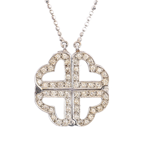 36 - An articulated diamond pendant, in white gold, 19 x 19mm, in integral 18ct white gold necklet, 6.3g... 