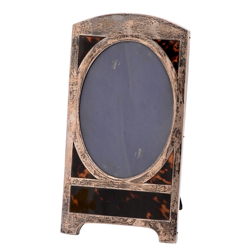 379 - A George V silver and tortoiseshell photograph frame, backed on velvet, 26 x 14cm, by Charles & ... 