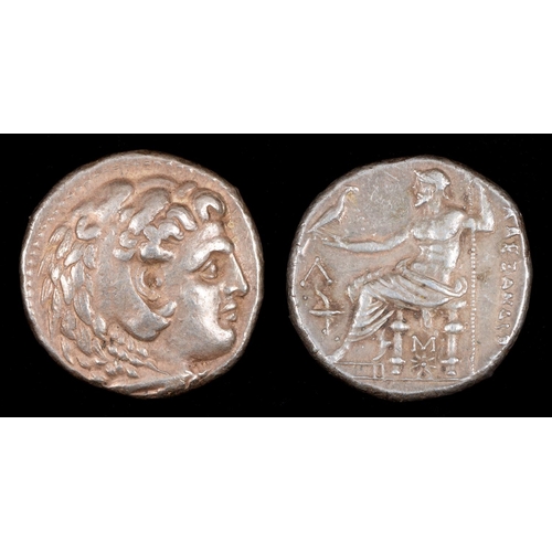 451 - Ancient Greece. Alexander III (The Great) of Macedon silver tetradrachm, 17.1g, choice GVF... 