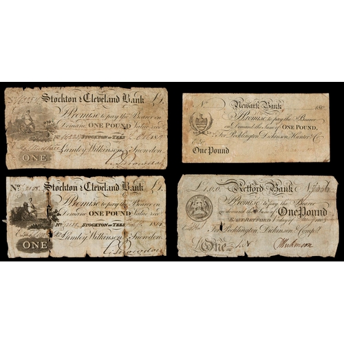 453 - Provincial Banknotes, Pound Notes, Stockton and Cleveland 1812, another 1814 (faults); Newark with v... 