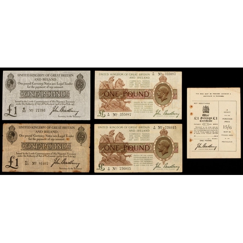 455 - Treasury Issues, 1914-1928, Pound Notes, John Bradbury, Black, 2nd issue, T11/1, E90 77393 crisp EF,... 