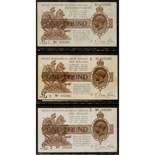 456 - Treasury Issues, 1914-1928, Pound Notes, Warren Fisher, M92, K1/99, M1/56, P1/65, T1/44, VF-EF; with... 