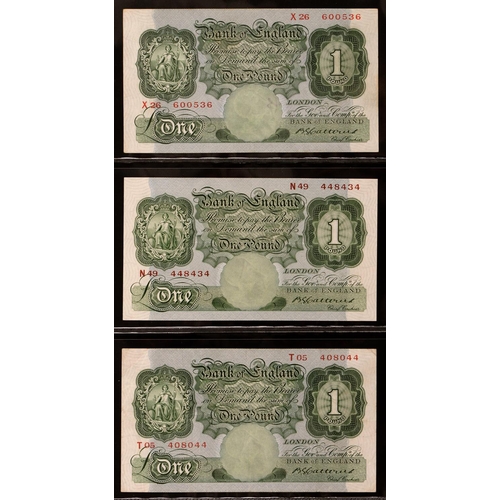 458 - Bank of England issues, 1928-, Pound Notes, Basil Gage Catterns, N49 uncirculated, T05 VF, X26 Extre... 