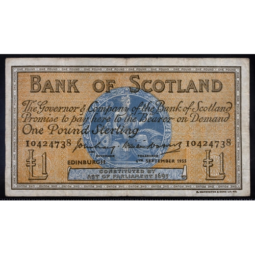 461 - Scotland, Pound Notes, Bank of Scotland, 20th April 1917 vg-F; with a large group from 1939 onwards,... 