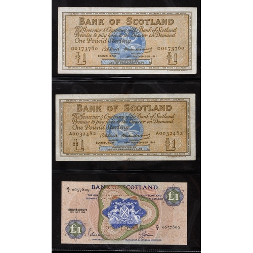 461 - Scotland, Pound Notes, Bank of Scotland, 20th April 1917 vg-F; with a large group from 1939 onwards,... 