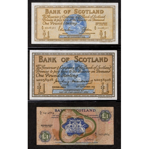 461 - Scotland, Pound Notes, Bank of Scotland, 20th April 1917 vg-F; with a large group from 1939 onwards,... 