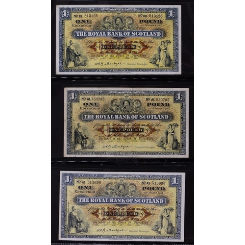 462 - Scotland, Pound Notes, Royal Bank of Scotland, 1917 vg; large group from 1946 onwards, good selectio... 