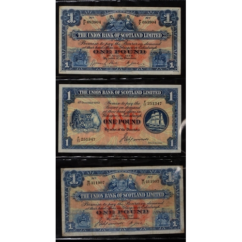 463 - Scotland, Pound Notes, Union Bank, 1940 P/8 181032 crisp uncirculated, 41, 42, 44, 47, 52, 55, 56, F... 