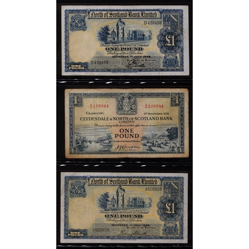 464 - Scotland, Pound Notes, North of Scotland Bank, 1932 'G' EF, 'H' uncirculated, 1938, 1939, 1945; Clyd... 