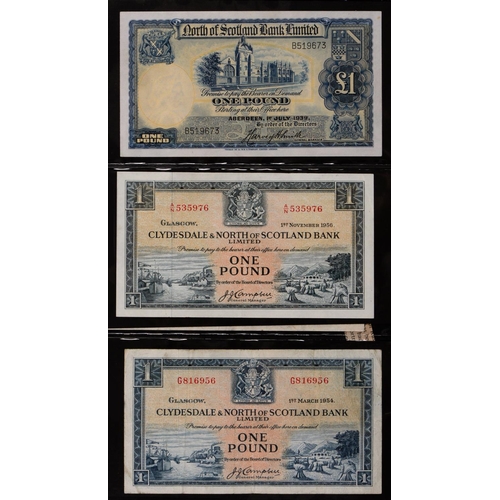 464 - Scotland, Pound Notes, North of Scotland Bank, 1932 'G' EF, 'H' uncirculated, 1938, 1939, 1945; Clyd... 