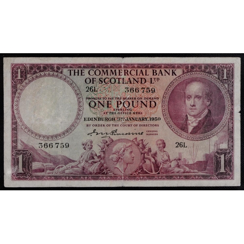 466 - Scotland, Pound Notes, Commercial Bank of Scotland, 1933-57 (8); National Commercial Bank of Scotlan... 