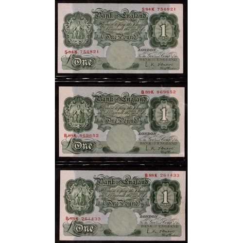 469 - Bank of England issues, 1928-, Pound Notes, Leslie Kenneth O'Brien, 1st issue (26), 2nd issue (7), m... 