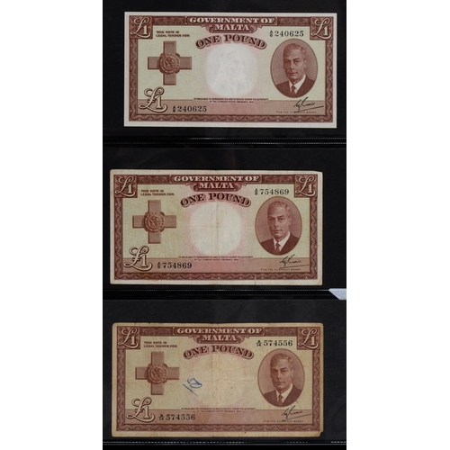 474 - Malta, Pound Notes, 1939 A/4 Fine; A/13 vg, another A/13 with top right corner cut, presumably as ca... 