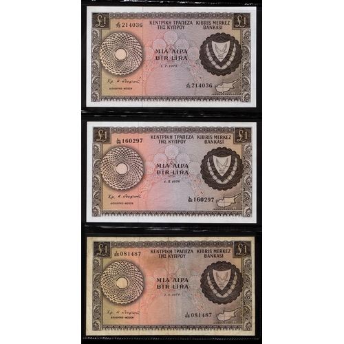 477 - Cyprus, Pound Notes, 1942 F/5 vg-F, 1955 A/12 VF, 1961 A/8 (3, mint 2 are consecutive); later issues... 