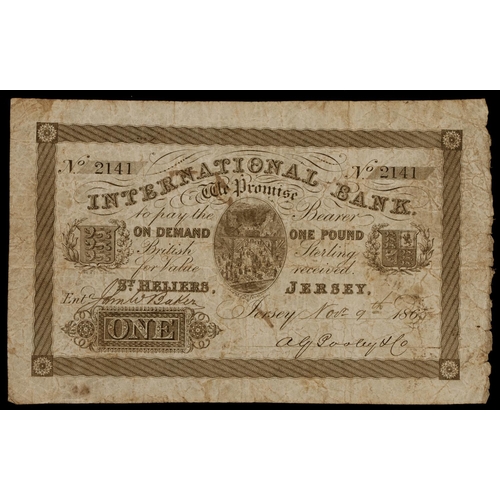 484 - Jersey, Pound Note, Jersey International Bank, 1865, vg-F