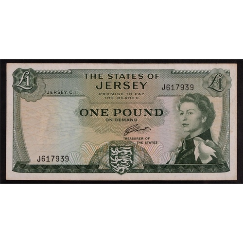 487 - Jersey, Pound Notes, States of Jersey, 1960s, prefixes C+6, G+6, J+6; Specimen D000000; later issues... 