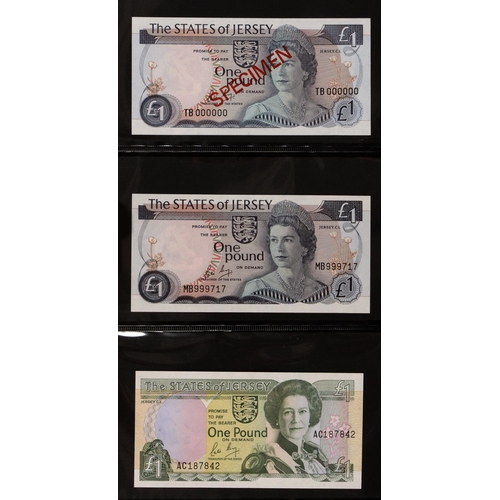 487 - Jersey, Pound Notes, States of Jersey, 1960s, prefixes C+6, G+6, J+6; Specimen D000000; later issues... 