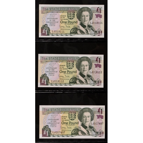 487 - Jersey, Pound Notes, States of Jersey, 1960s, prefixes C+6, G+6, J+6; Specimen D000000; later issues... 