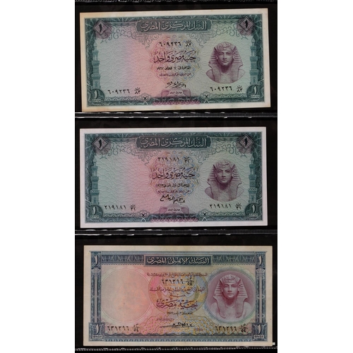 493 - Egypt, Pound Notes, National Bank, 1942 Fine, 1943 EF+, 1944 F-VF, 1945 Fine, 1951 g-vg; Central Ban... 