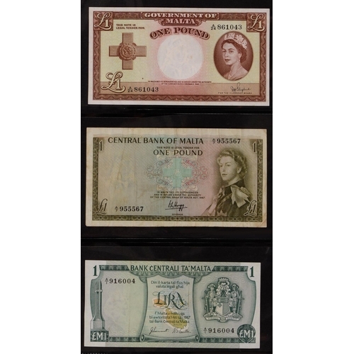 498 - Malta, Pound Notes, George VI, 1951/4, A/12+6 VF-EF; Elizabeth II, 1954. A/24+6 almost uncirculated;... 