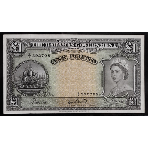 505 - Pound Notes, Bahamas, Elizabeth II, Sweeting/Burnside A/3+6 VF-EF; Bermuda, Elizabeth II, 1952, G/1+... 