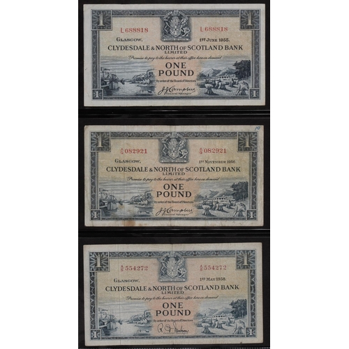 508 - Scotland, Pound Notes, Clydesdale Bank, 1927 A, Fine, 1935 A, Fine, 1942 g-vg, 1949 Fine; Clydesdale... 