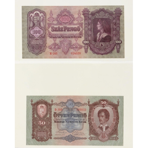 511 - Hungary, Banknote Collection, American Hungarian fund unissued notes, 1852 1 Forint, 2 Forint, 5 For... 