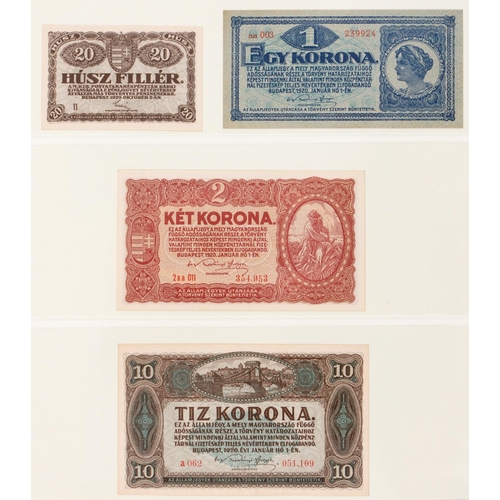 511 - Hungary, Banknote Collection, American Hungarian fund unissued notes, 1852 1 Forint, 2 Forint, 5 For... 