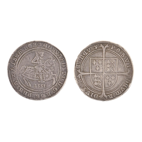 520 - Coin. English Hammered, Edward VI, Crown, 1551y, 30.8gm, reverse at 90 degrees, an attractive, F-VF... 