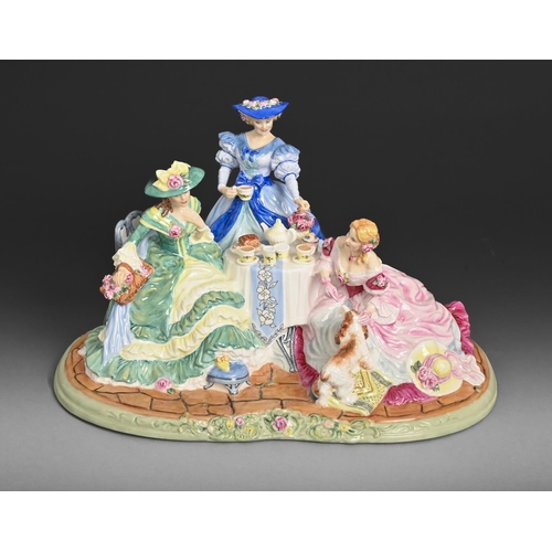 596 - A Royal Doulton group of The Rose Garden, 2003, 24.5cm h, printed mark and HN4559, numbered 109/250,... 