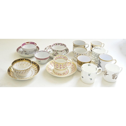 675 - A group of New Hall and contemporary English porcelain tea ware, c1790-1805, to include coffee cans,... 