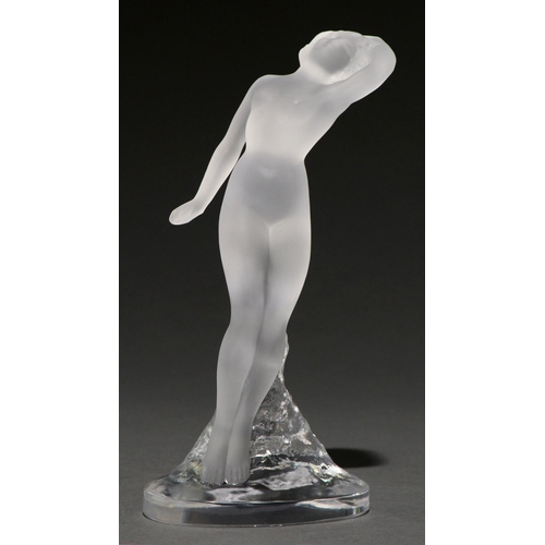 704 - Danseuse Bras Baisse. A Lalique frosted glass figure, designed c1960, 23.5cm h, engraved Lalique Fra... 