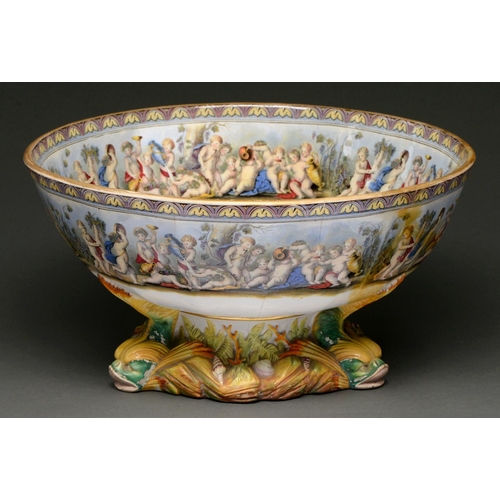 711 - An unusually large Staffordshire earthenware punch bowl, possibly F & R Pratt, c1860, with the i... 